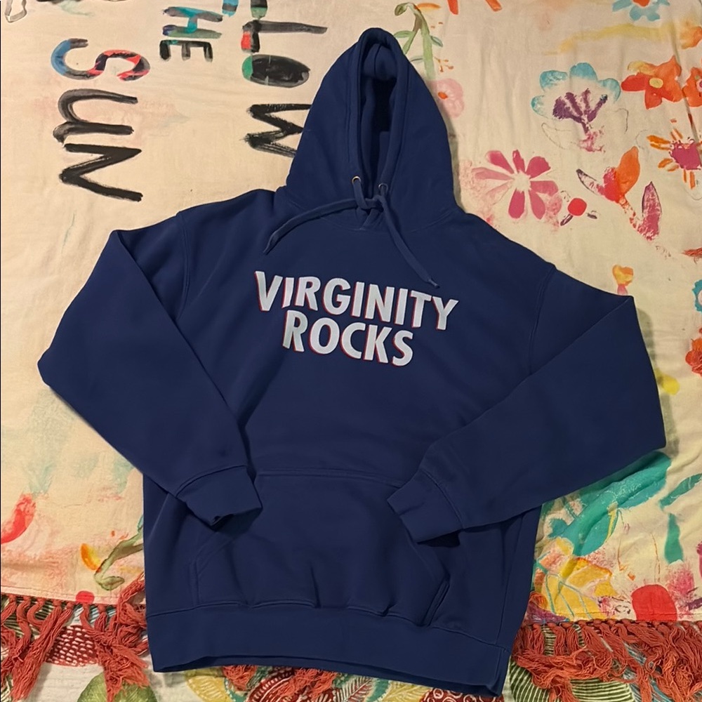 Blue Hoodie with Bold Text